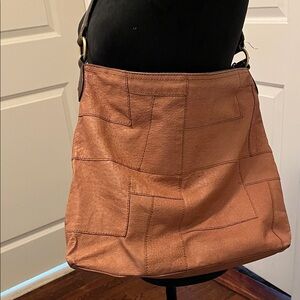 Brown Leather Patchwork Shoulder Bag